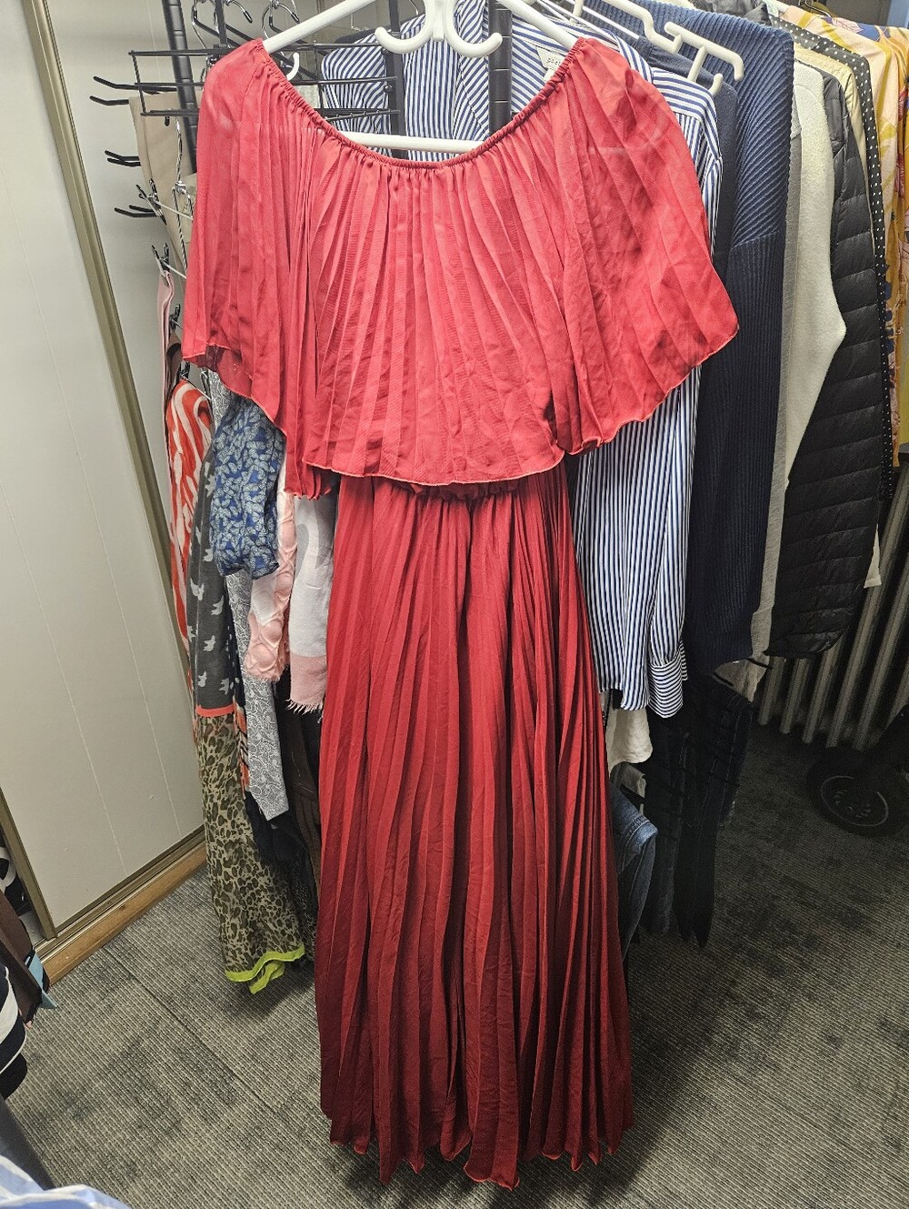 The Dubai Dolls Scarlet Silk Pleated Dress